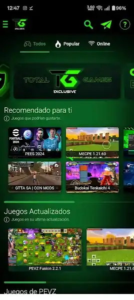 Screenshot of Total Games App